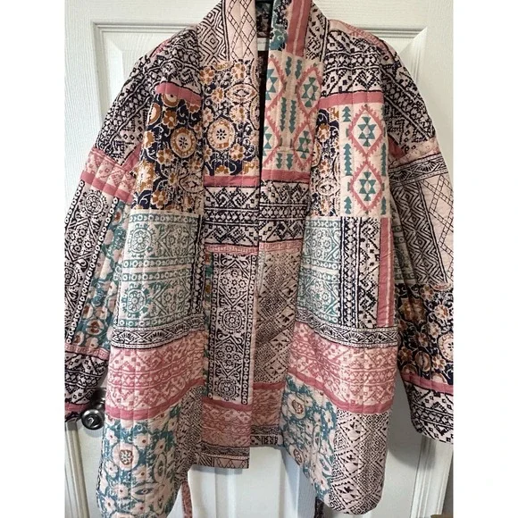 Julia Amory Hazel Wrap Jacket Rose Kilm Patchwork Womens M - Picture 10 of 15